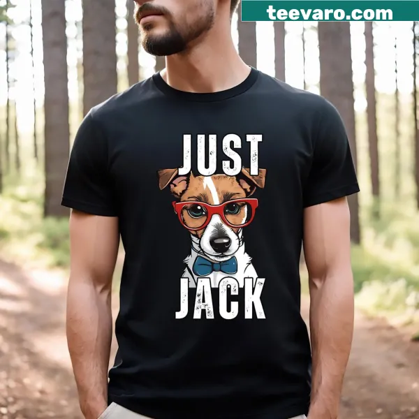 T-shirt with the phrase 'Just Jack' and an illustration of a Jack Russell Terrier