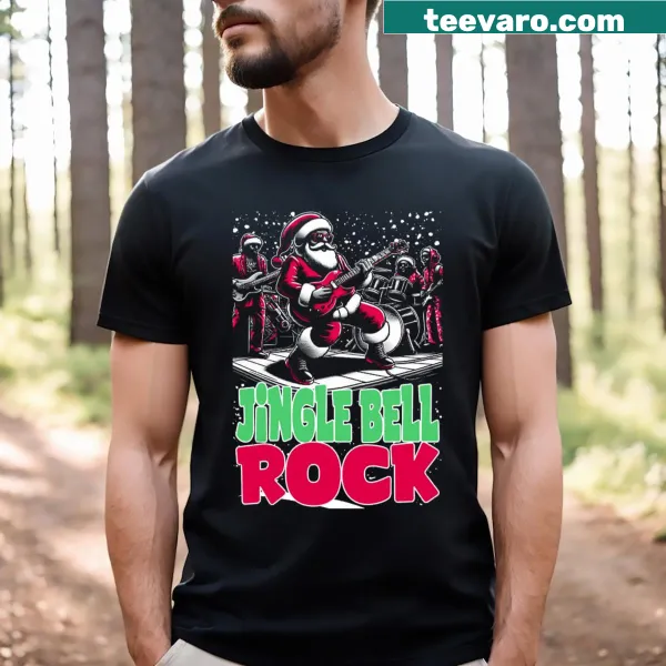 Playful Christmas t-shirt depicting 'Jingle Bell Rock'