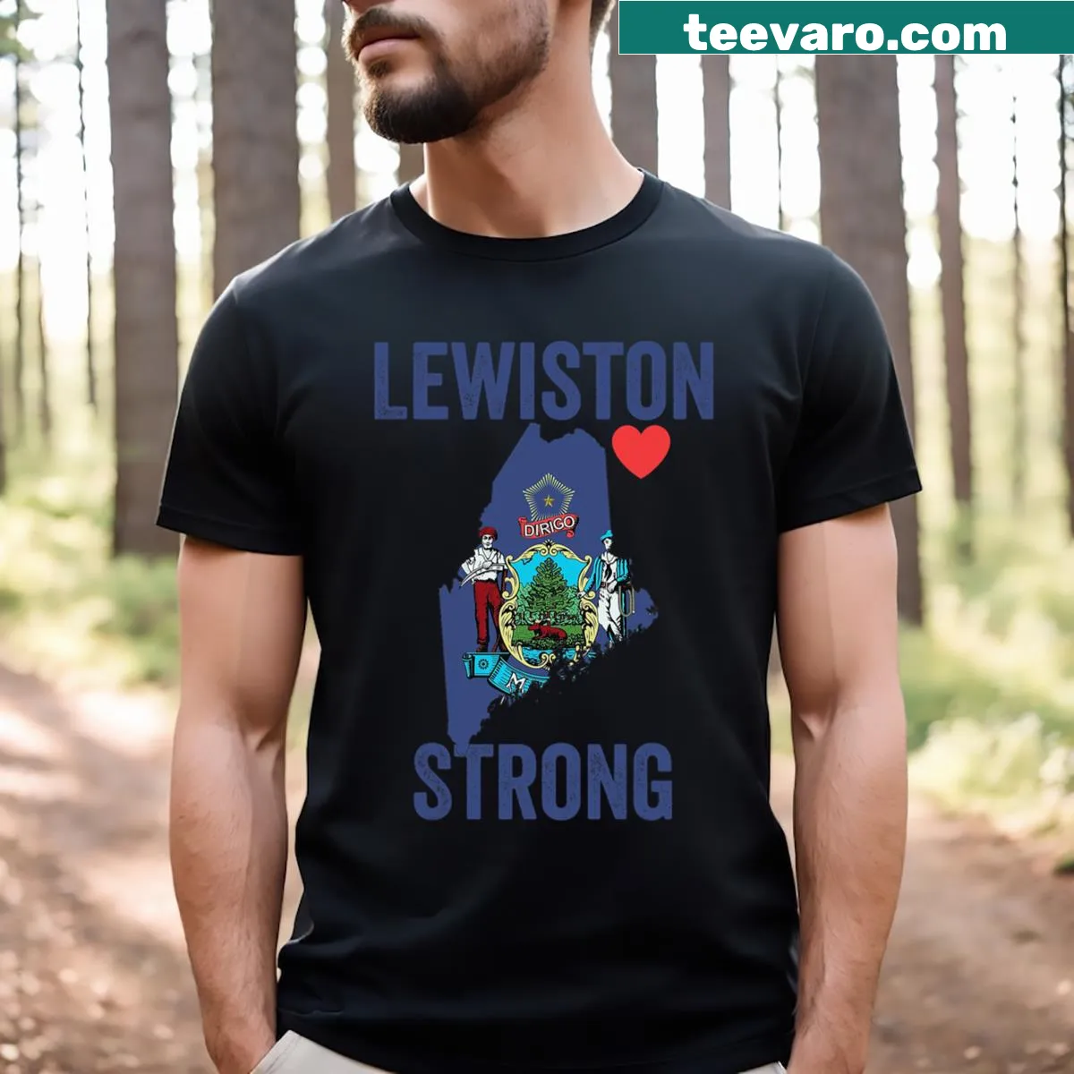 Typography design of 'Lewiston Strong' on a T-shirt — on a men's t-shirt