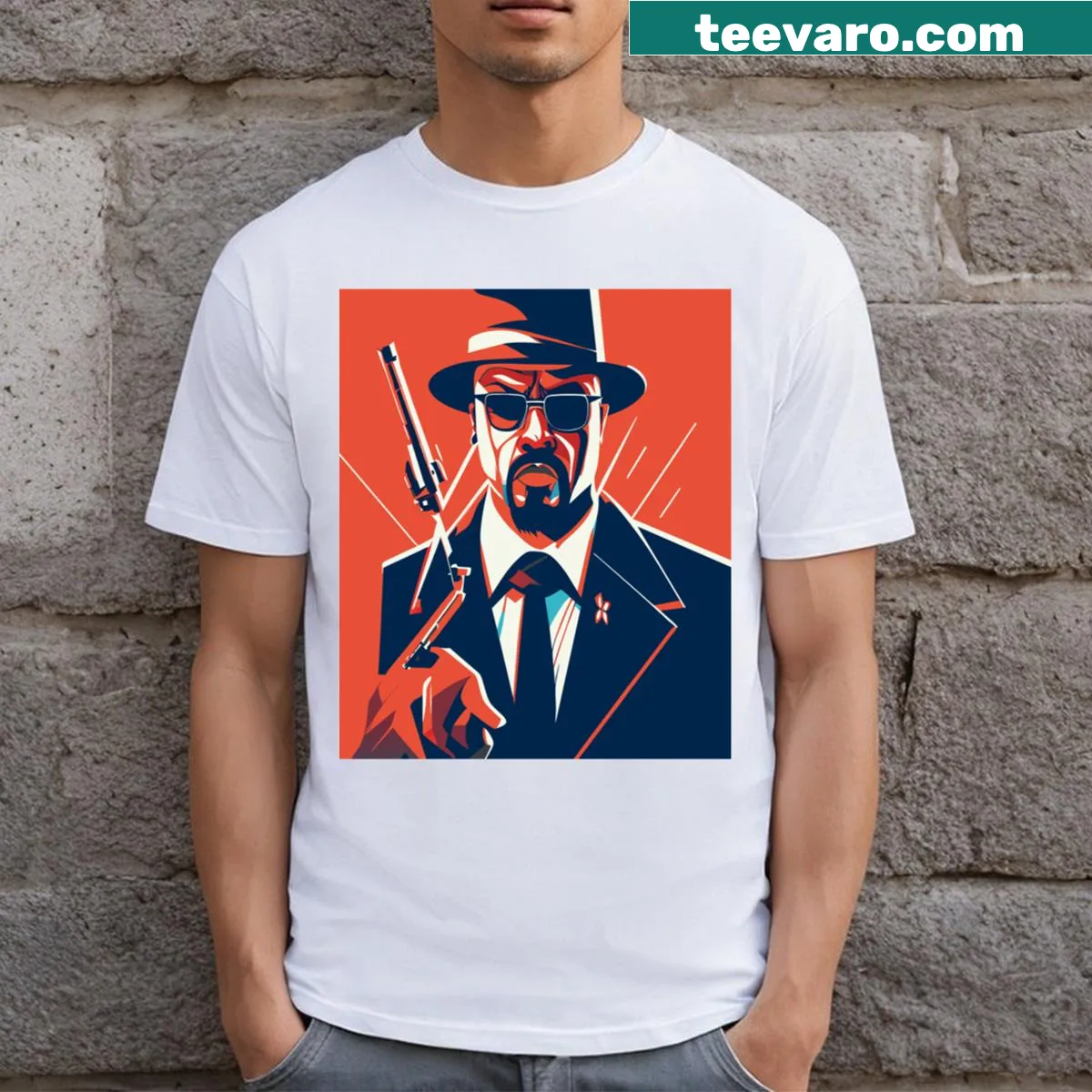 Mafia T-shirt featuring bold typography related to crime culture — on a men's t-shirt