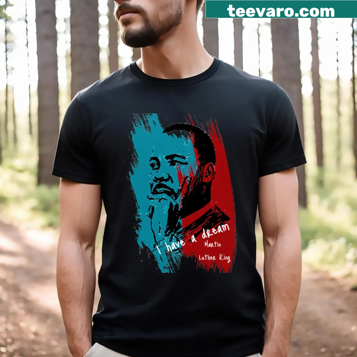 Typographic design featuring Martin Luther King on T-shirt — on a men's t-shirt