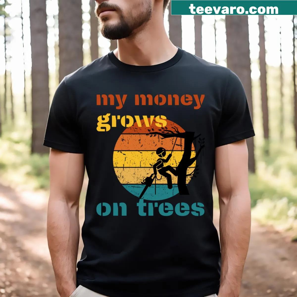 T-shirt with My Money Grow On Trees humorous text — on a men's t-shirt