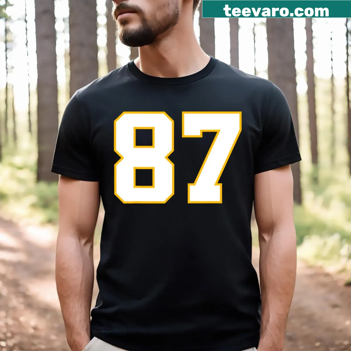 Kansas City football t-shirt with the number 87 for young fans — on a men's t-shirt