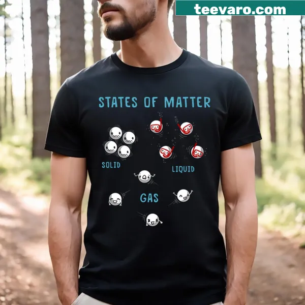 T-shirt displaying the states of matter with an educational graphic