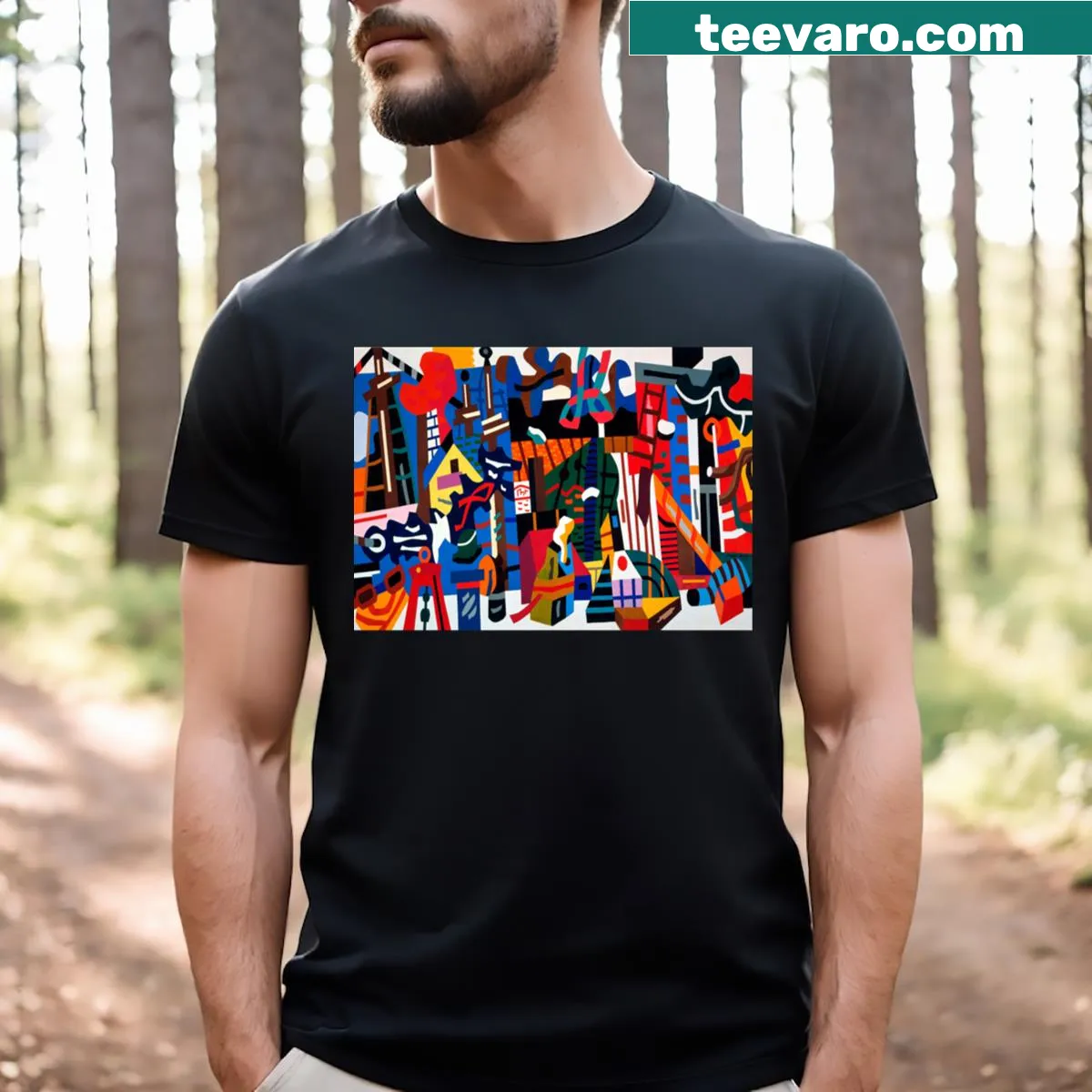 Minimalist graphic inspired by Stuart Davis on T-shirt — on a men's t-shirt