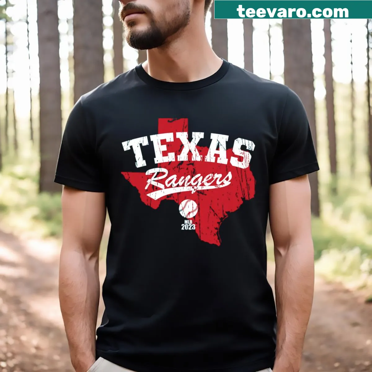 Texas Rangers 2023 T-shirt — on a men's t-shirt