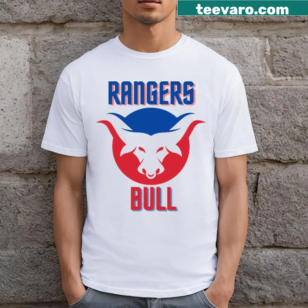 Texas Rangers T-shirt with the team's logo. — on a men's t-shirt