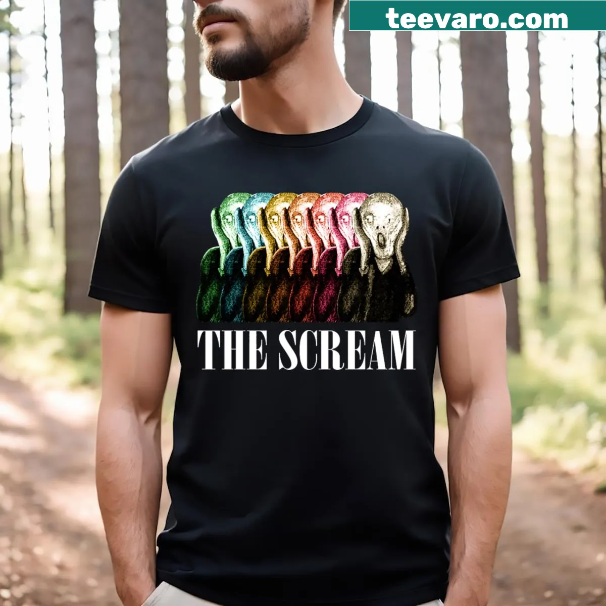 Retro T-shirt inspired by Edvard Munch's The Scream artwork — on a men's t-shirt