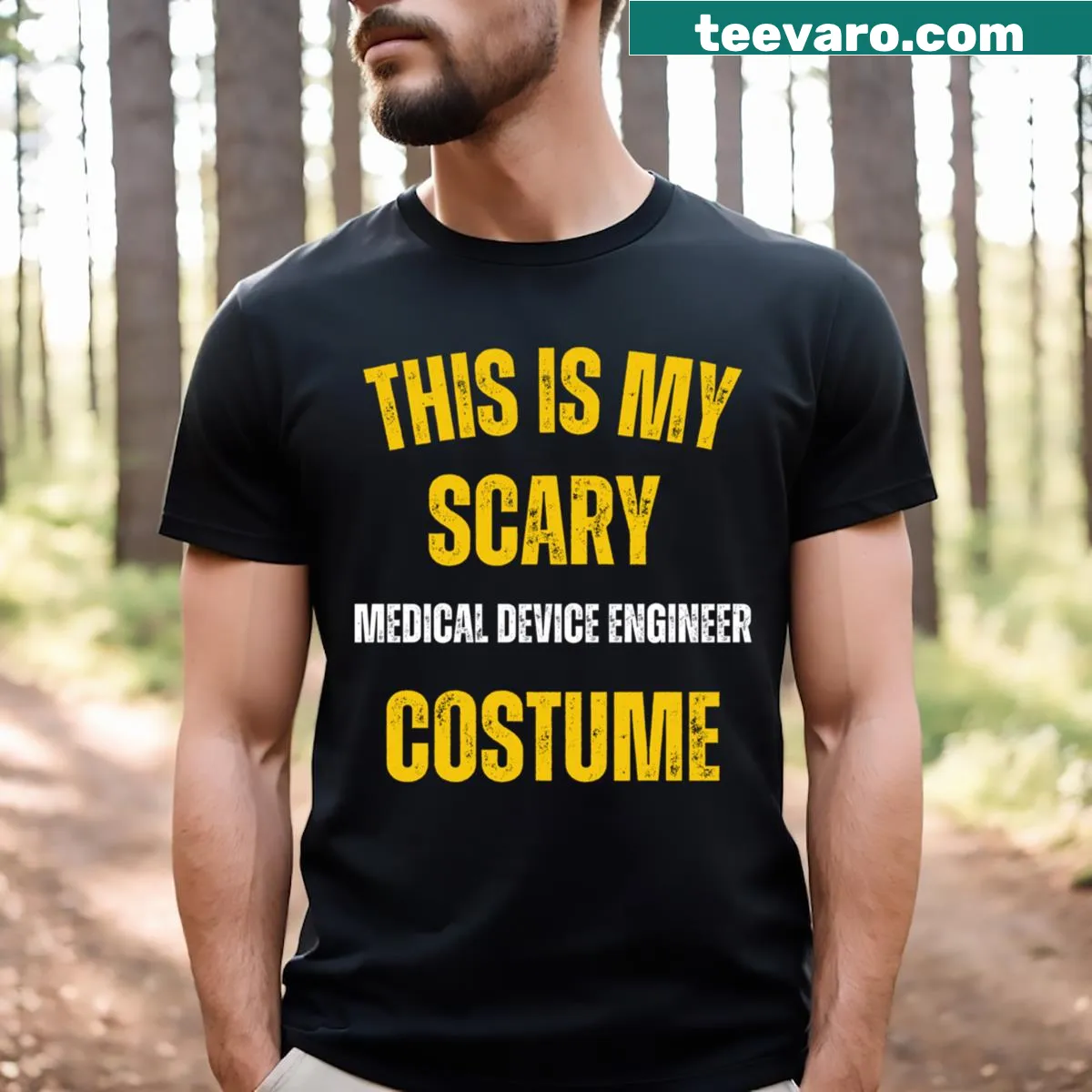 Funny Halloween T-shirt for medical device engineers — on a men's t-shirt