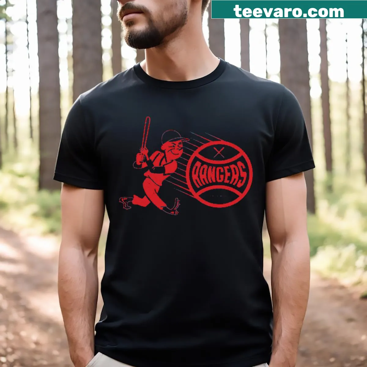 Vintage Texas Rangers wordmark t-shirt — on a men's t-shirt