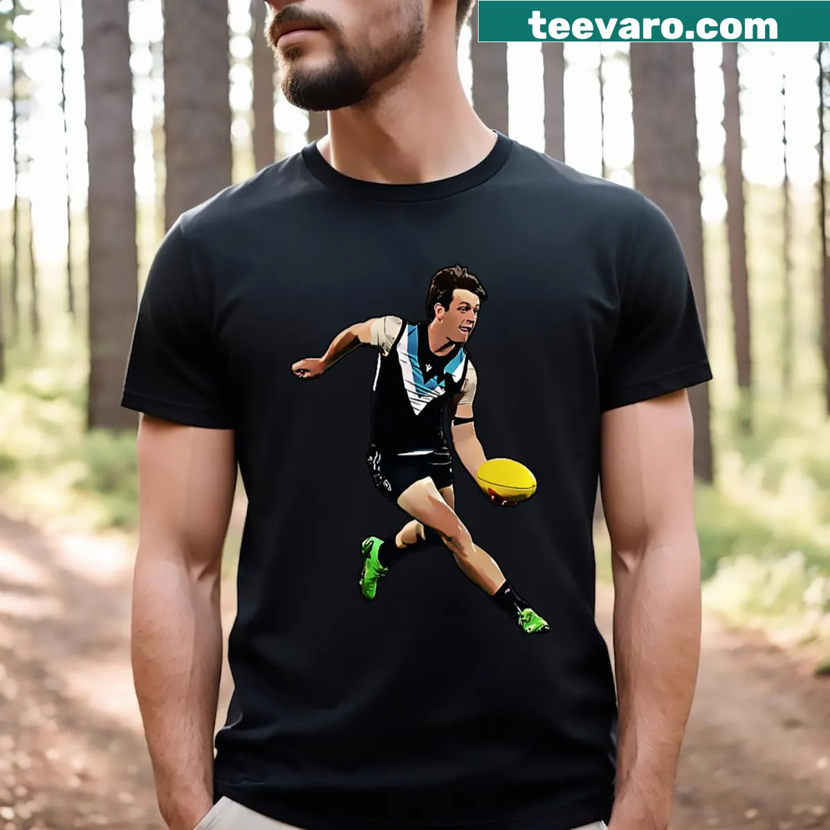 Cartoon footballer design for kids' T-shirt — on a men's t-shirt