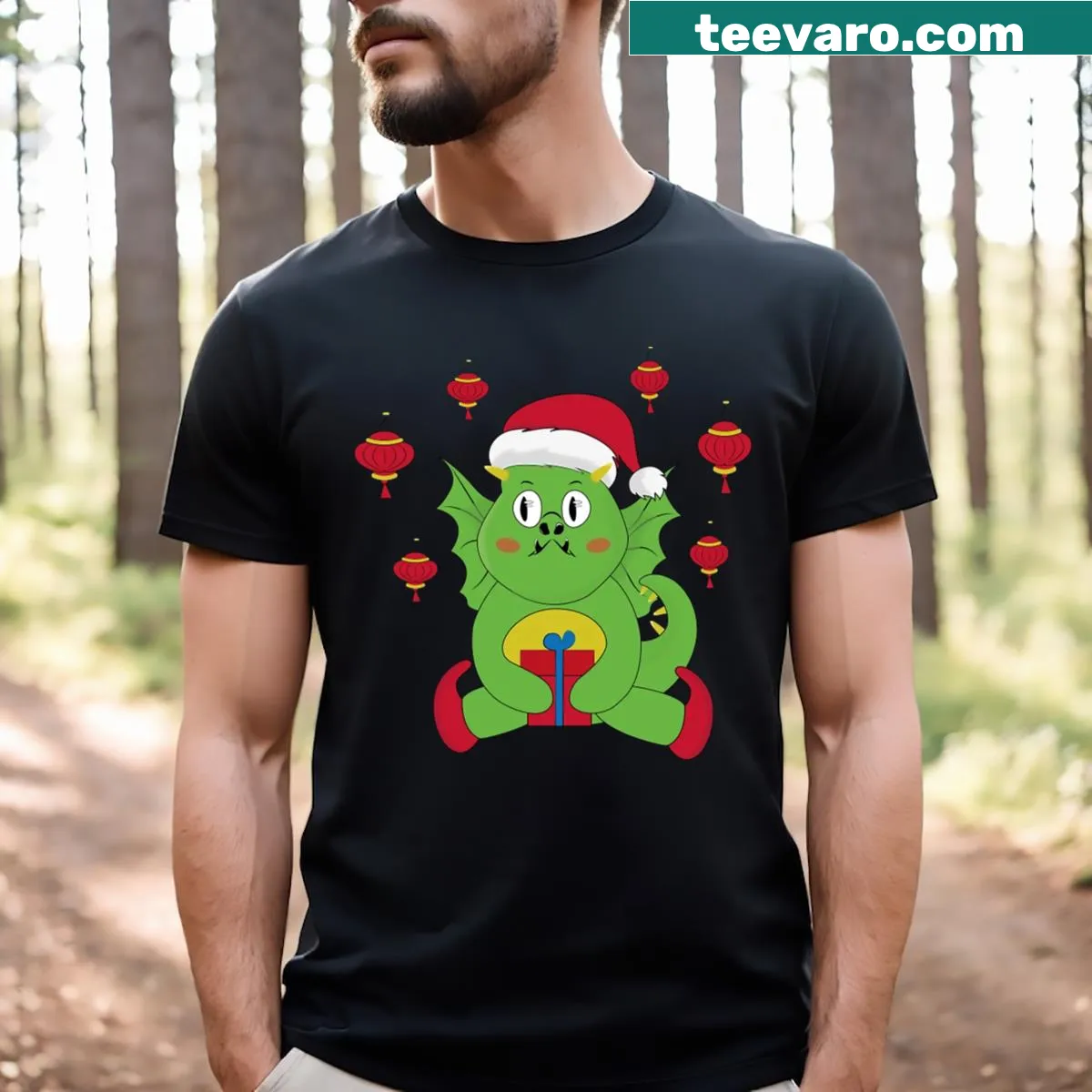 Graphic T-shirt featuring a majestic dragon for Chinese New Year — on a men's t-shirt