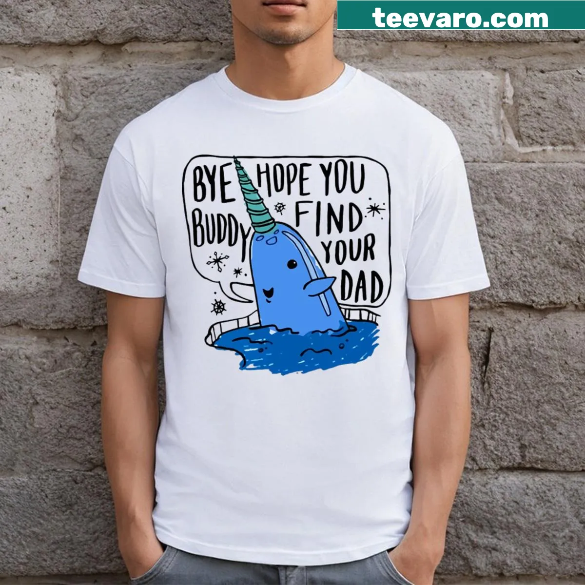 Funny Christmas Whale T-shirt for dads with playful graphic — on a men's t-shirt