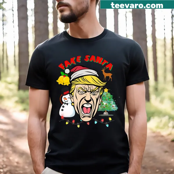 Donald Trump as Santa graphic on a Christmas T-shirt