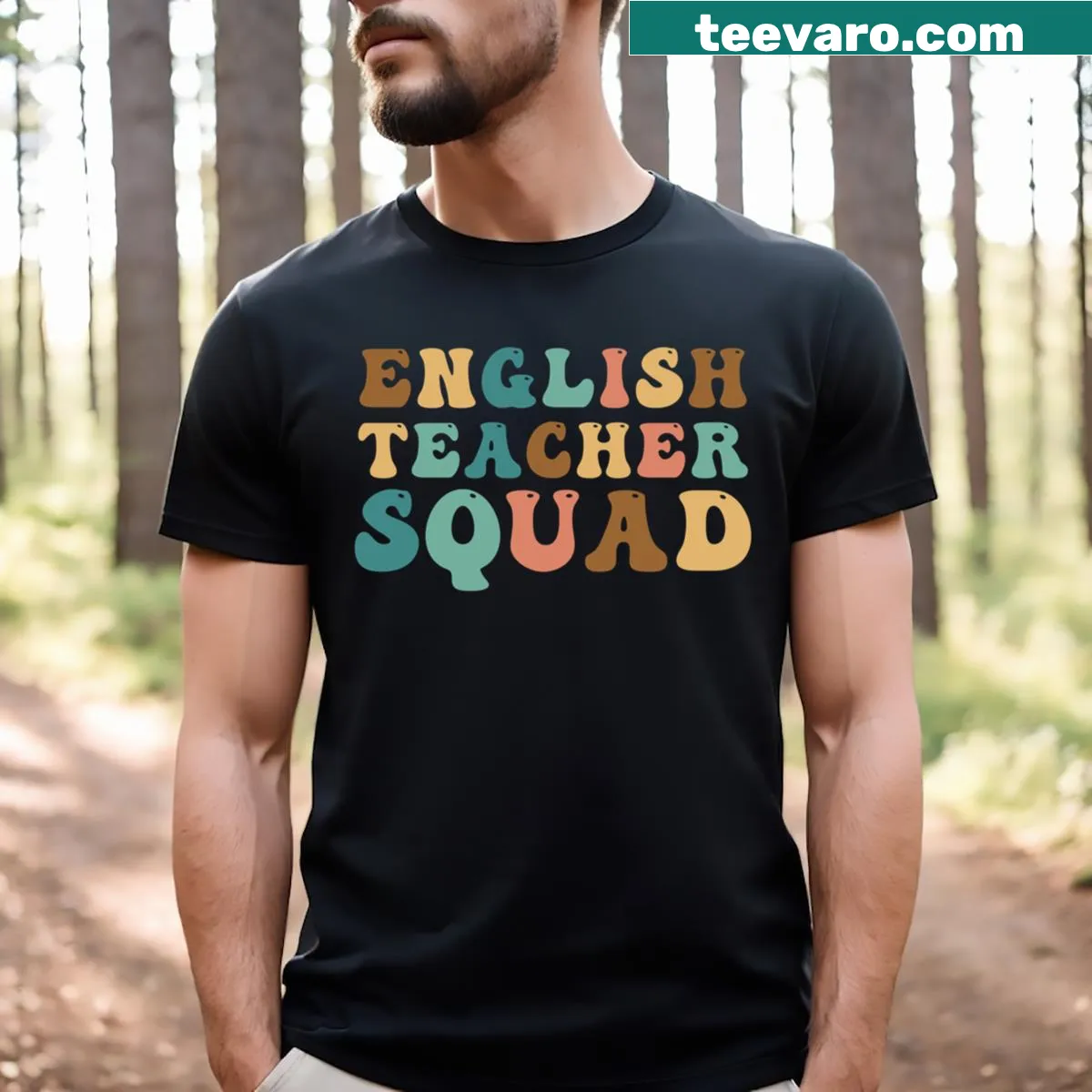 Retro T-shirt for ESL teachers with English Teacher Squad design — on a men's t-shirt