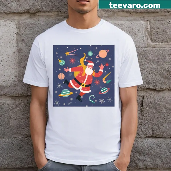 Illustration of Santa Claus on a holiday t-shirt