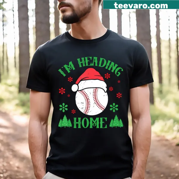 Cartoon Christmas snowman with baseball bat on T-shirt