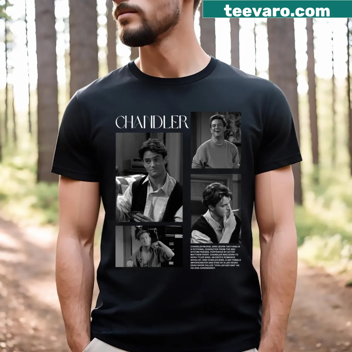 Vintage-style t-shirt honoring Matthew Perry with a nostalgic graphic — on a men's t-shirt