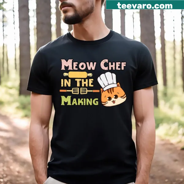 Cute cat chef graphic on a T-shirt