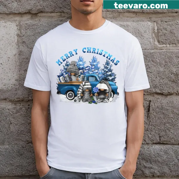 Playful T-shirt featuring whimsical holiday gnomes