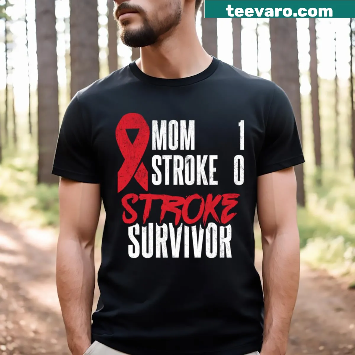 Vintage T-shirt celebrating stroke awareness for moms. — on a men's t-shirt