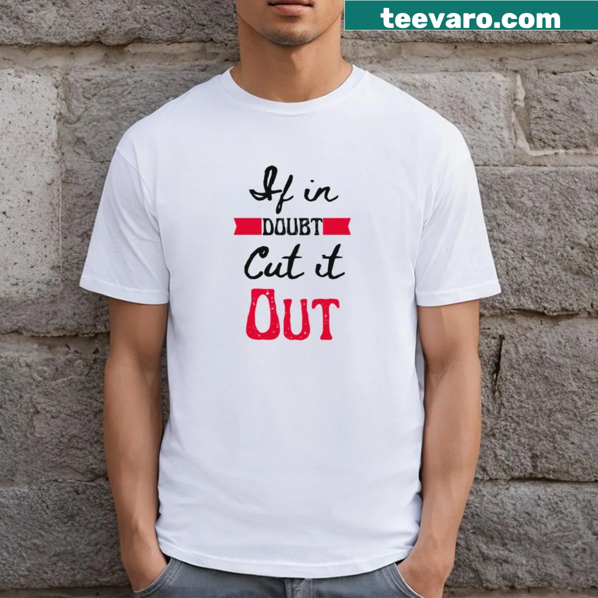 Motivational fitness quote T-shirt with bold typography — on a men's t-shirt
