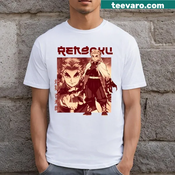Illustrative T-shirt with the Flame Hashira and Japanese kanji