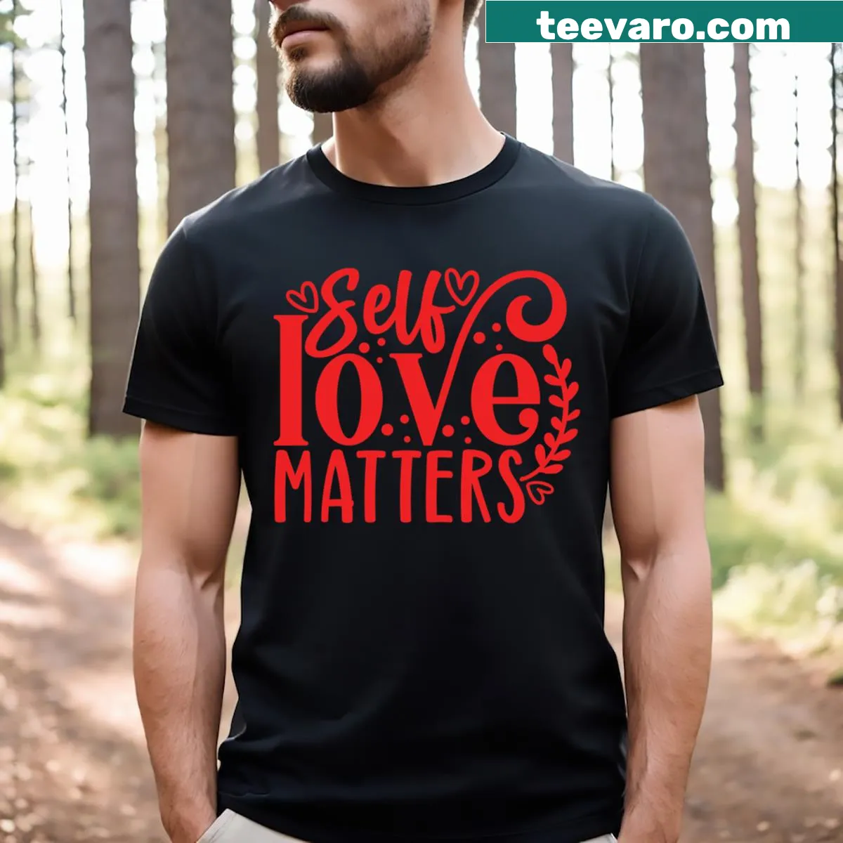 Inspirational self-love quote T-shirt in clean typography — on a men's t-shirt