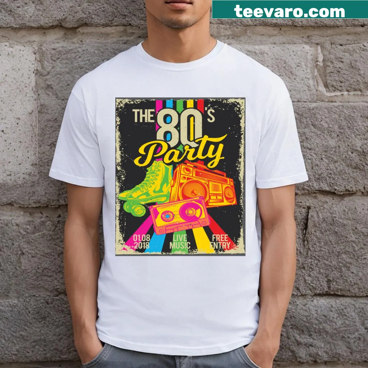 Inspirational typography on peace message t-shirt — on a men's t-shirt