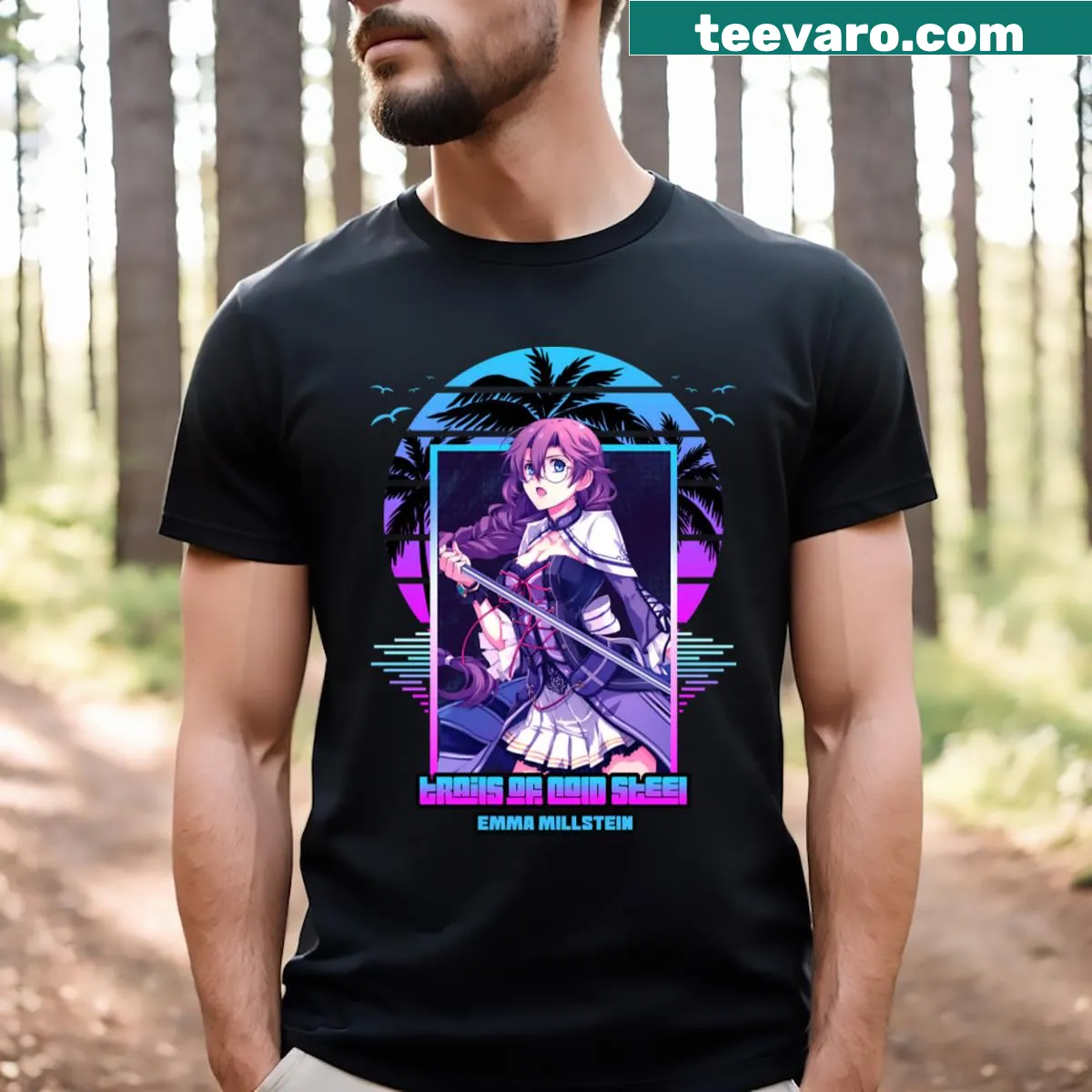 Vintage-style t-shirt featuring a graphic from Trails Of Cold Steel — on a men's t-shirt