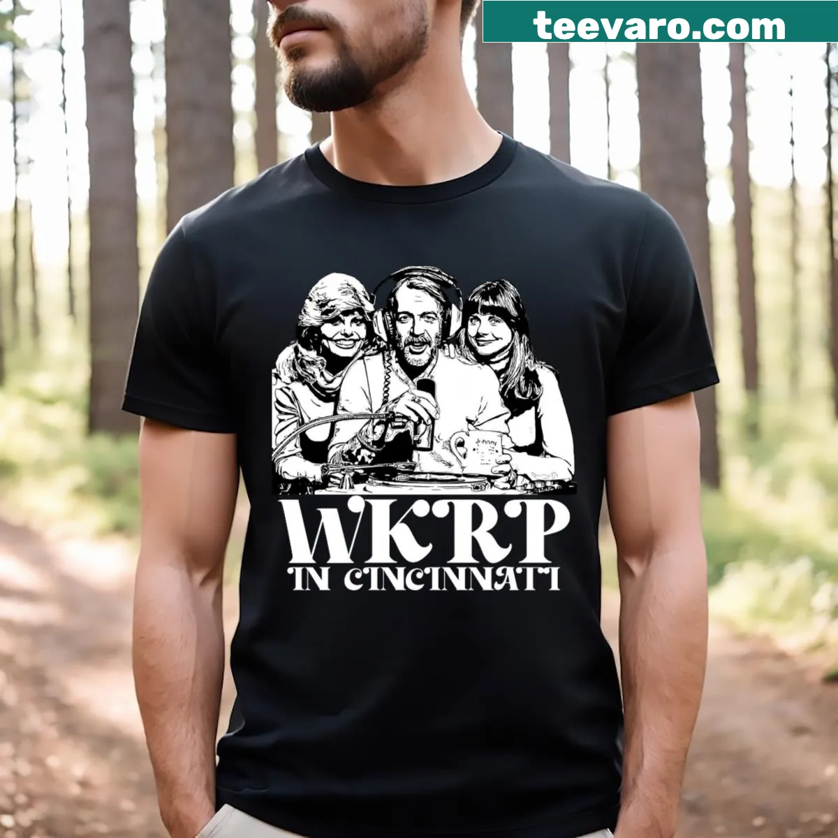 Vintage WKRQ In Cincinnati graphic t-shirt — on a men's t-shirt