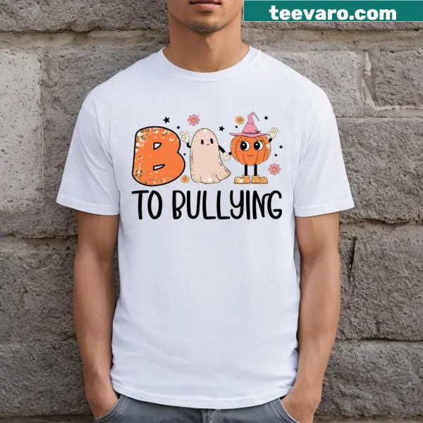 Cute Halloween T-shirt with a ghost and anti-bullying message
