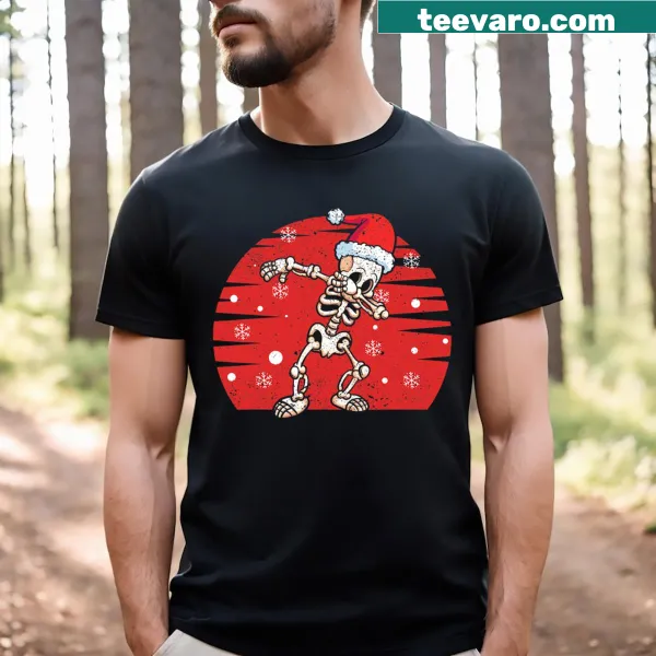 Skeleton Santa dab dance t-shirt for kids combining Christmas and Halloween