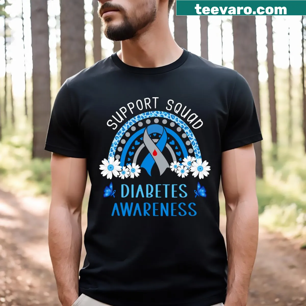 Supportive diabetes awareness design for girls with bold typography — on a men's t-shirt