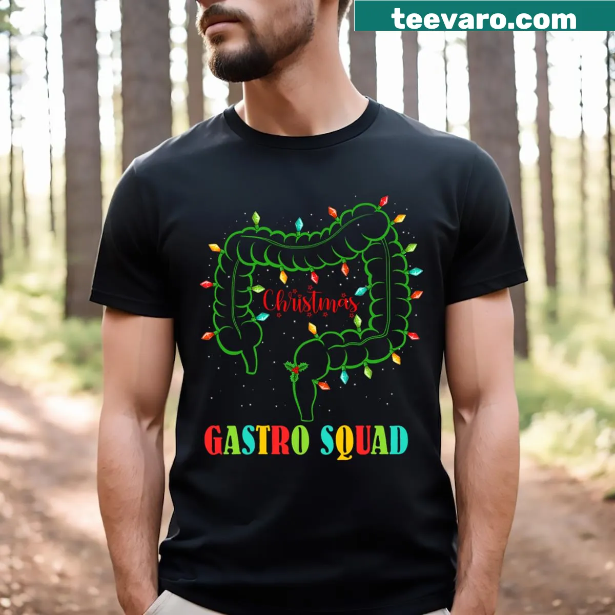 Funny Christmas lights design for gastro nurses — on a men's t-shirt