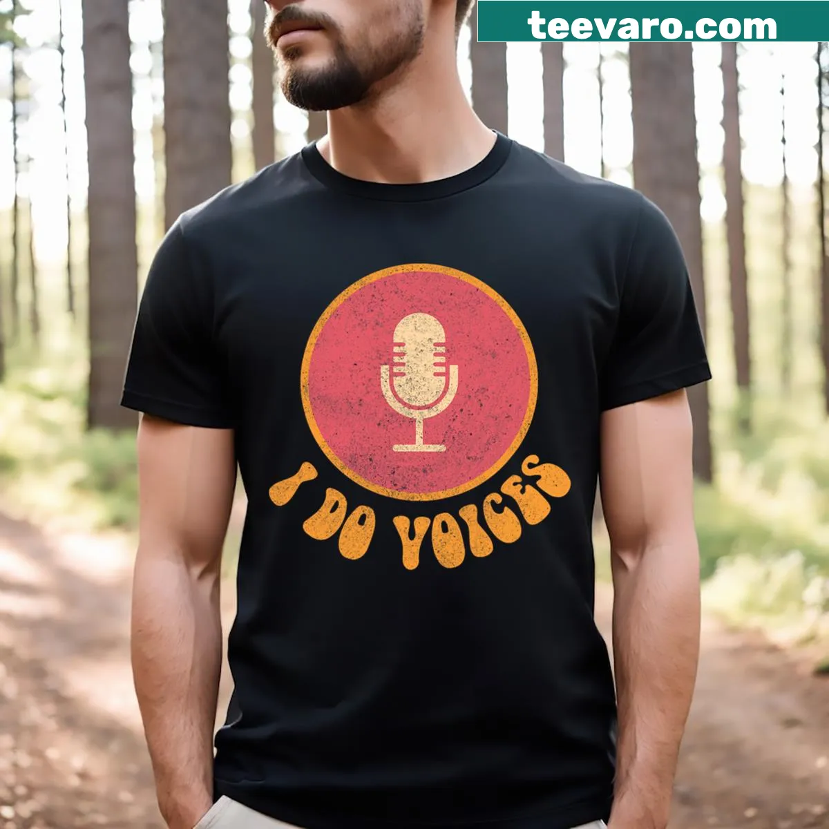 Retro-style t-shirt for voiceover artists with a creative design — on a men's t-shirt