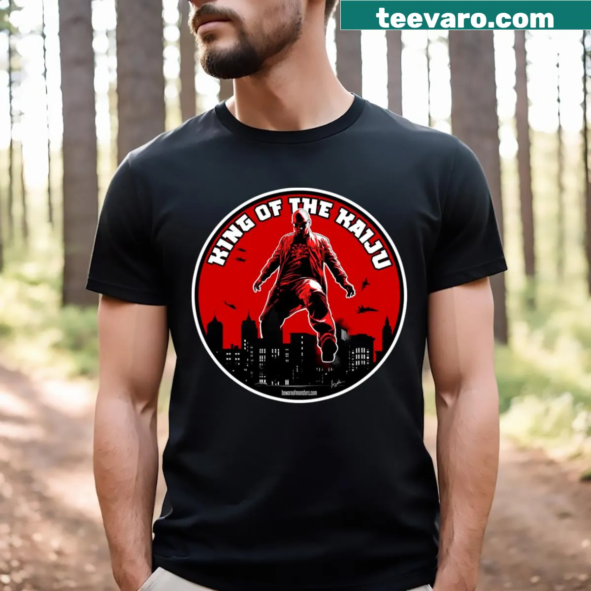 T-shirt featuring bold 'King Of The Kaiju' design — on a men's t-shirt