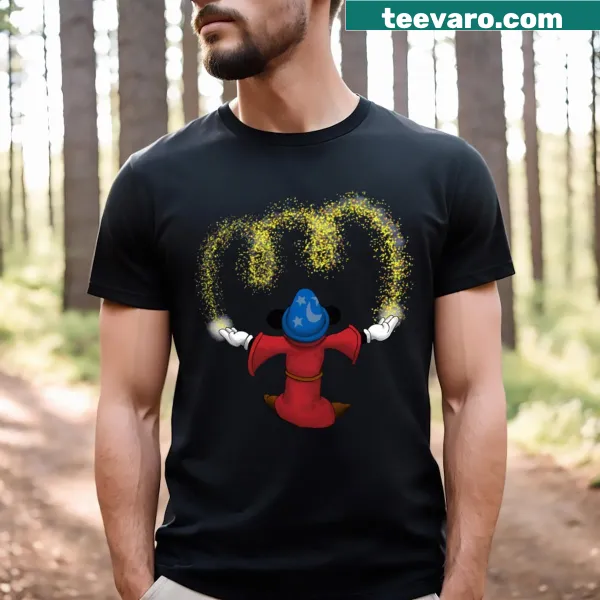 Illustrative sorcerer graphic on a bold fantasy t-shirt.