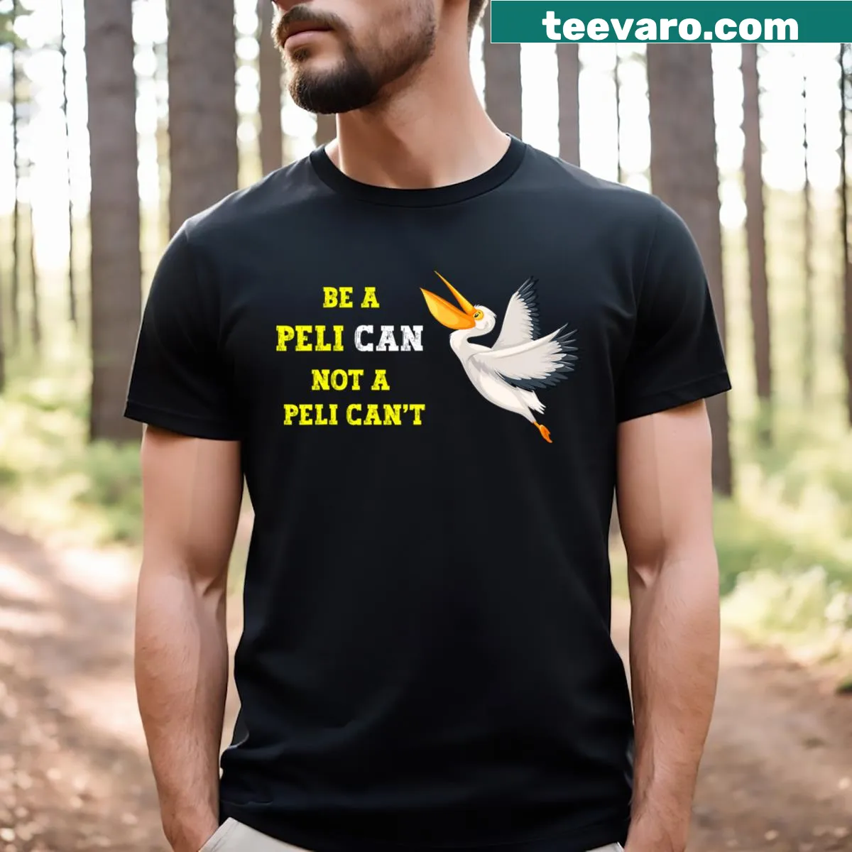 Funny pelican design on a humorous t-shirt with a clever phrase — on a men's t-shirt