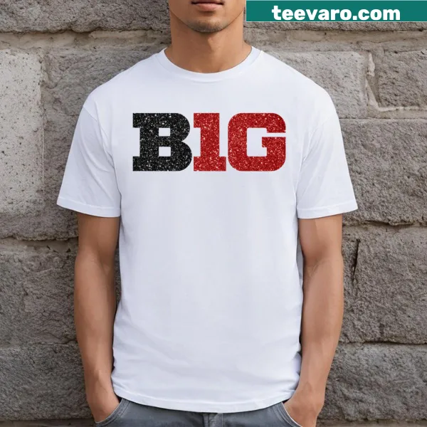 Glitter logo T-shirt in Indiana colors for Big Ten fans.