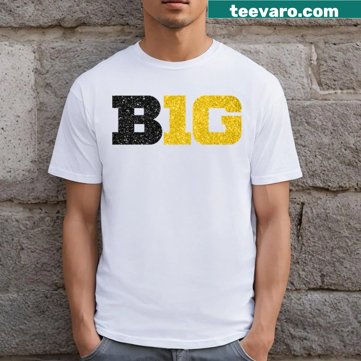 Big Ten logo t-shirt representing Iowa team spirit — on a men's t-shirt