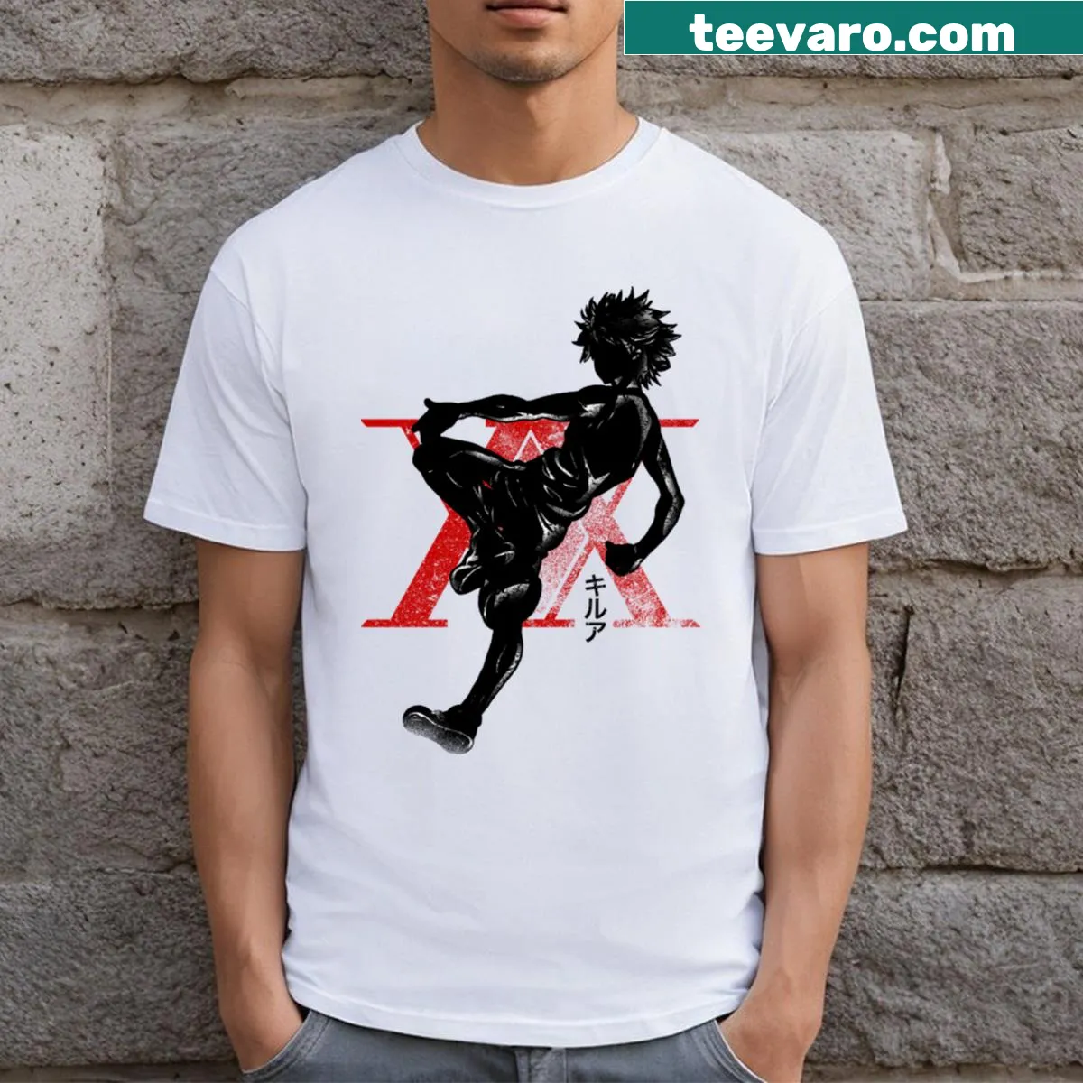 T-shirt featuring an illustration of a mystical Crimson Assassin — on a men's t-shirt