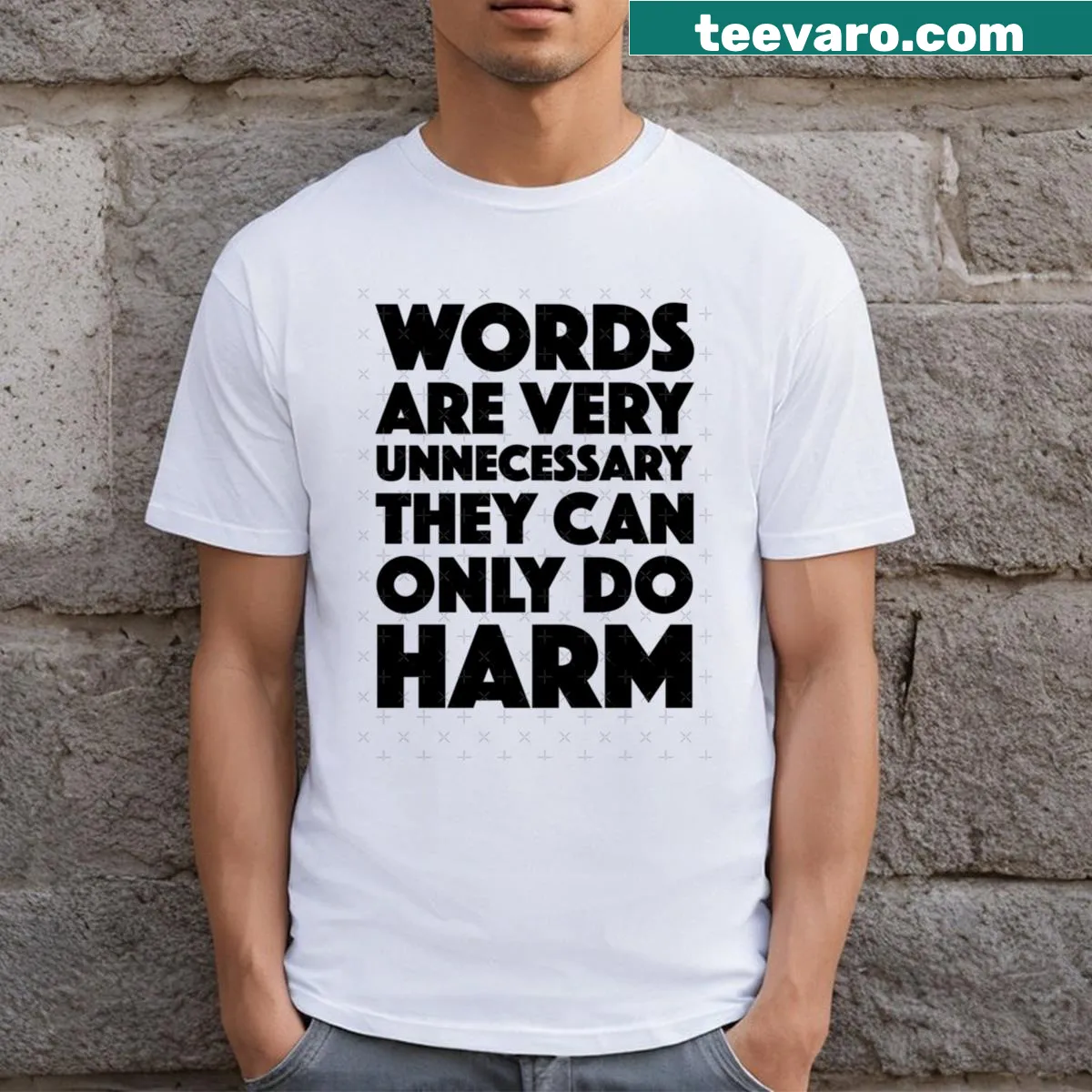 Minimalist T-shirt featuring 'Depeche II' in simple typography — on a men's t-shirt