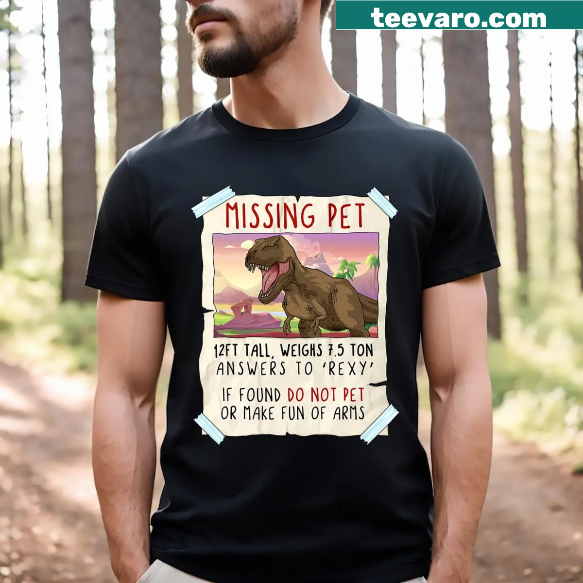 Funny T-Rex graphic on a dinosaur lover's t-shirt — on a men's t-shirt