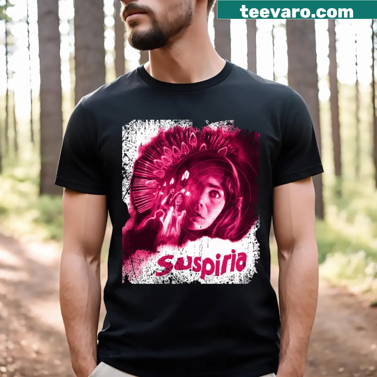 Vintage-style tee inspired by Suspiria, featuring eerie graphics and haunting design — on a men's t-shirt