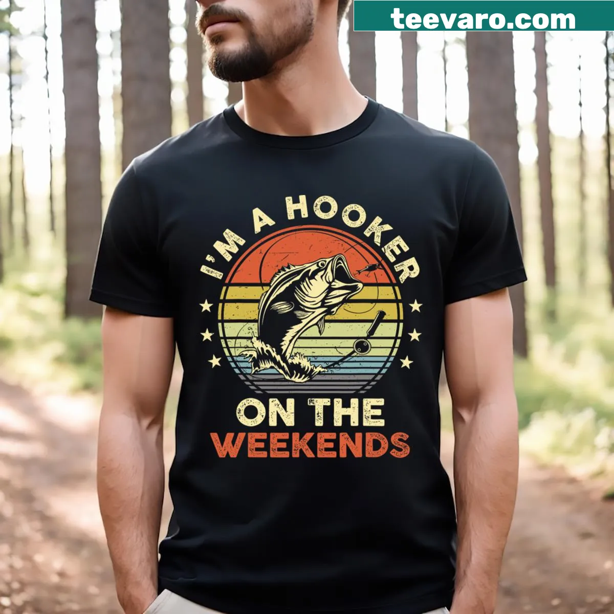 Cute T-shirt with a black cat pushing over a Christmas tree — on a men's t-shirt