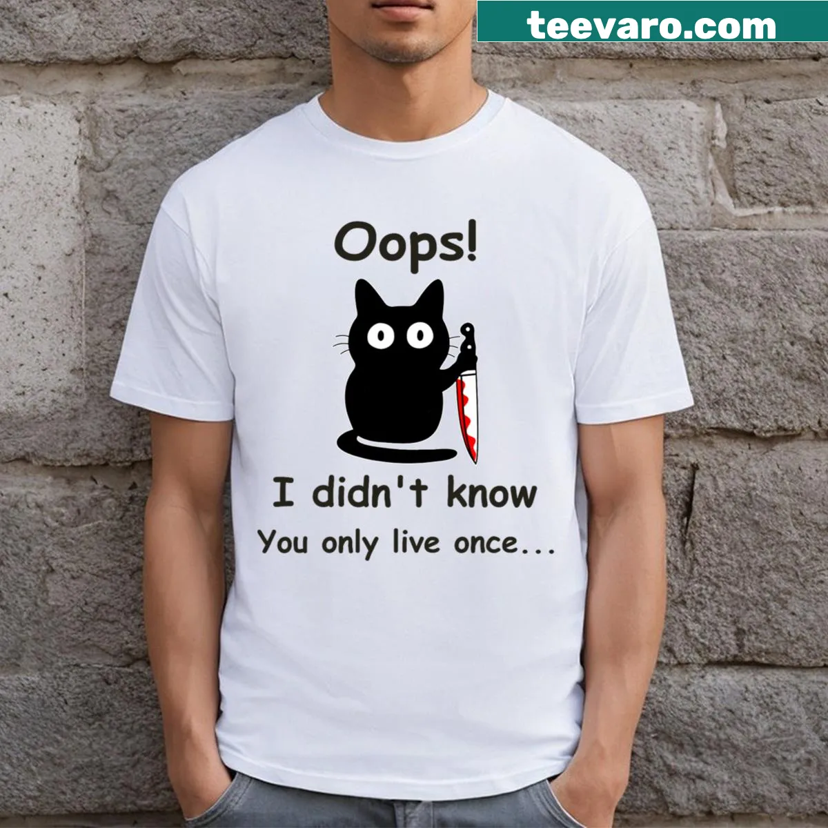 Funny cat-themed Father’s Day t-shirt with humorous text — on a men's t-shirt