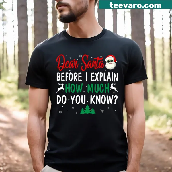 Funny T-shirt with 'Dear Santa I Can Explain' text for Christmas