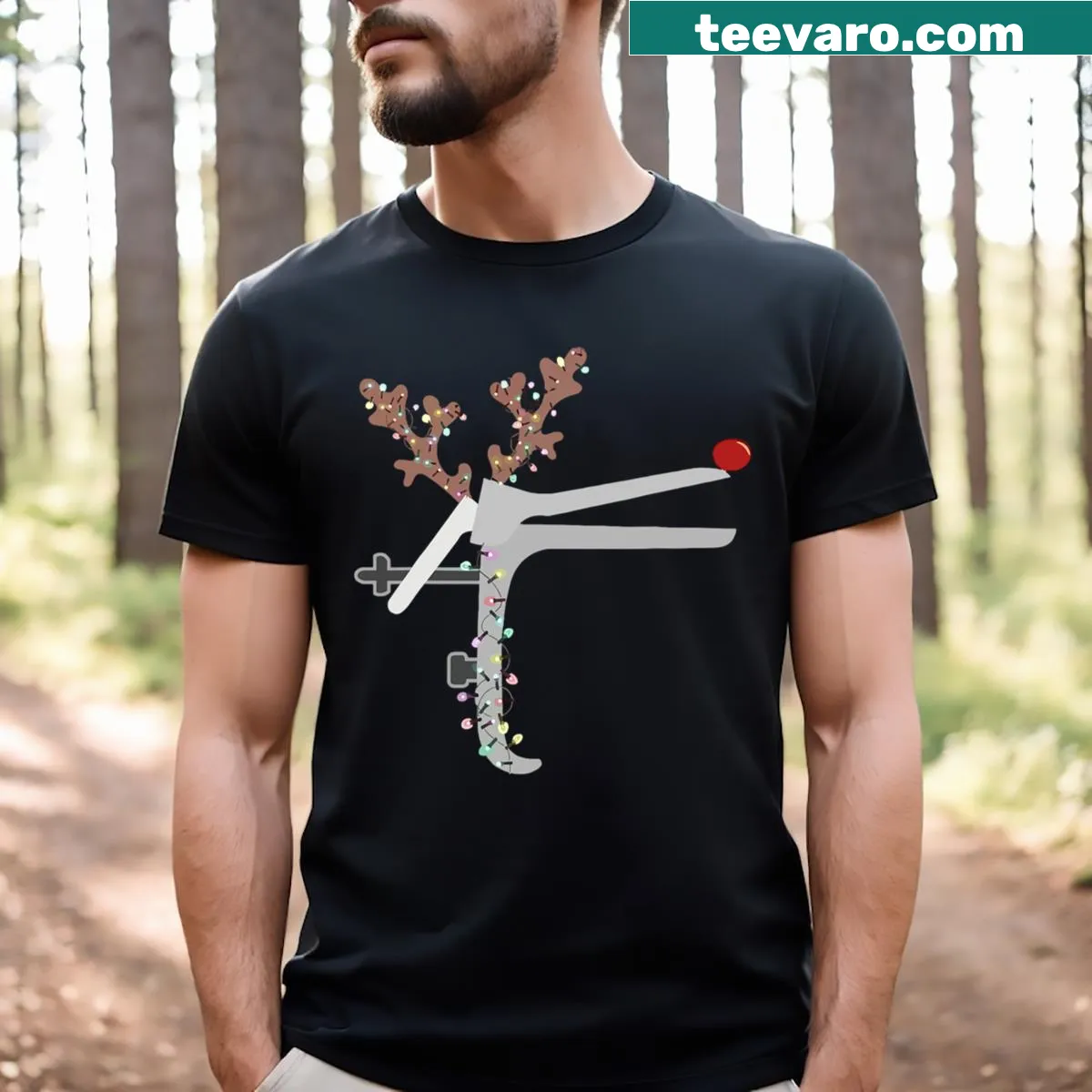 Funny T-shirt for nurses featuring reindeer and medical humor — on a men's t-shirt