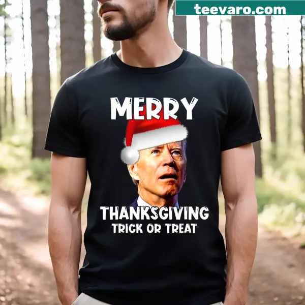Funny T-shirt with Joe Biden in a Santa hat